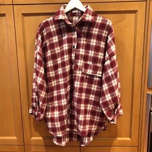Cherry koko plaid flannel oversized jacket